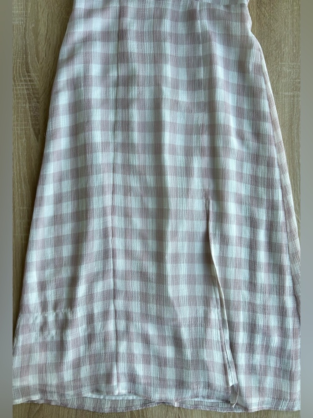 Lulus Pink Gingham Midi Dress with Puff Sleeves A line - Picture 7 of 7